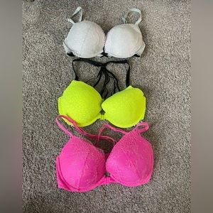 Bundle of 3 Victoria’s Secret Push-up Bras, 32DD